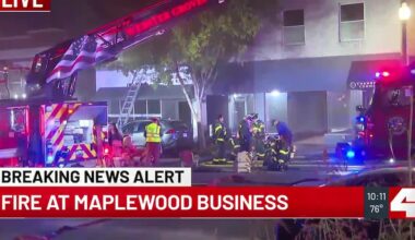 Firefighters battle flames at Maplewood business
