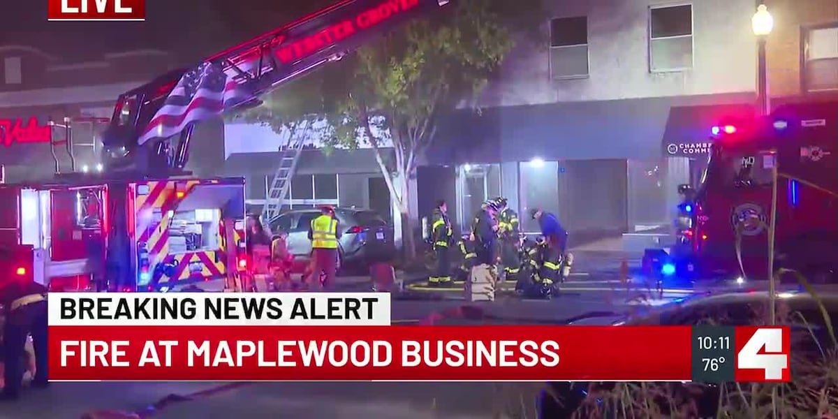 Firefighters battle flames at Maplewood business