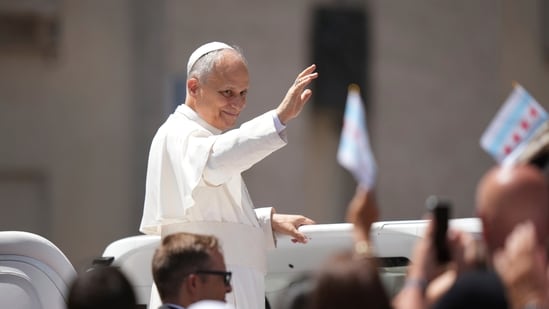 Pope Leo XIV was making his way through the crowd in the Vatican, when he saw a pizza sign and stopped in his tracks.(AP)