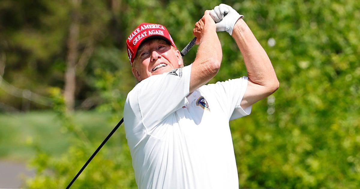 Trump, 79, Struggles to Walk in a Straight Line at Golf Outing