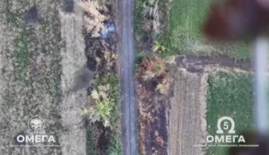 Footage of a Ukrainian drone operator of the "Omega" unit dropping a charge on a Russian soldier transporting supplies on a bicycle.