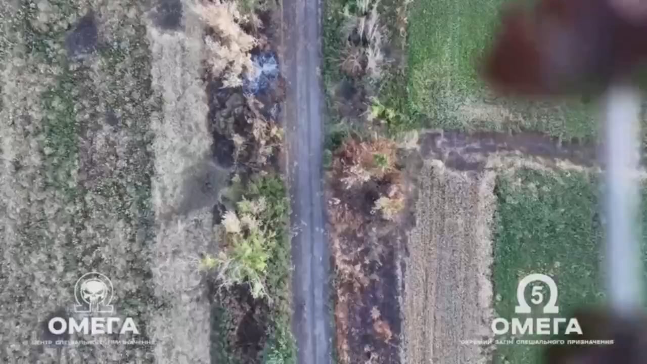 Footage of a Ukrainian drone operator of the "Omega" unit dropping a charge on a Russian soldier transporting supplies on a bicycle.