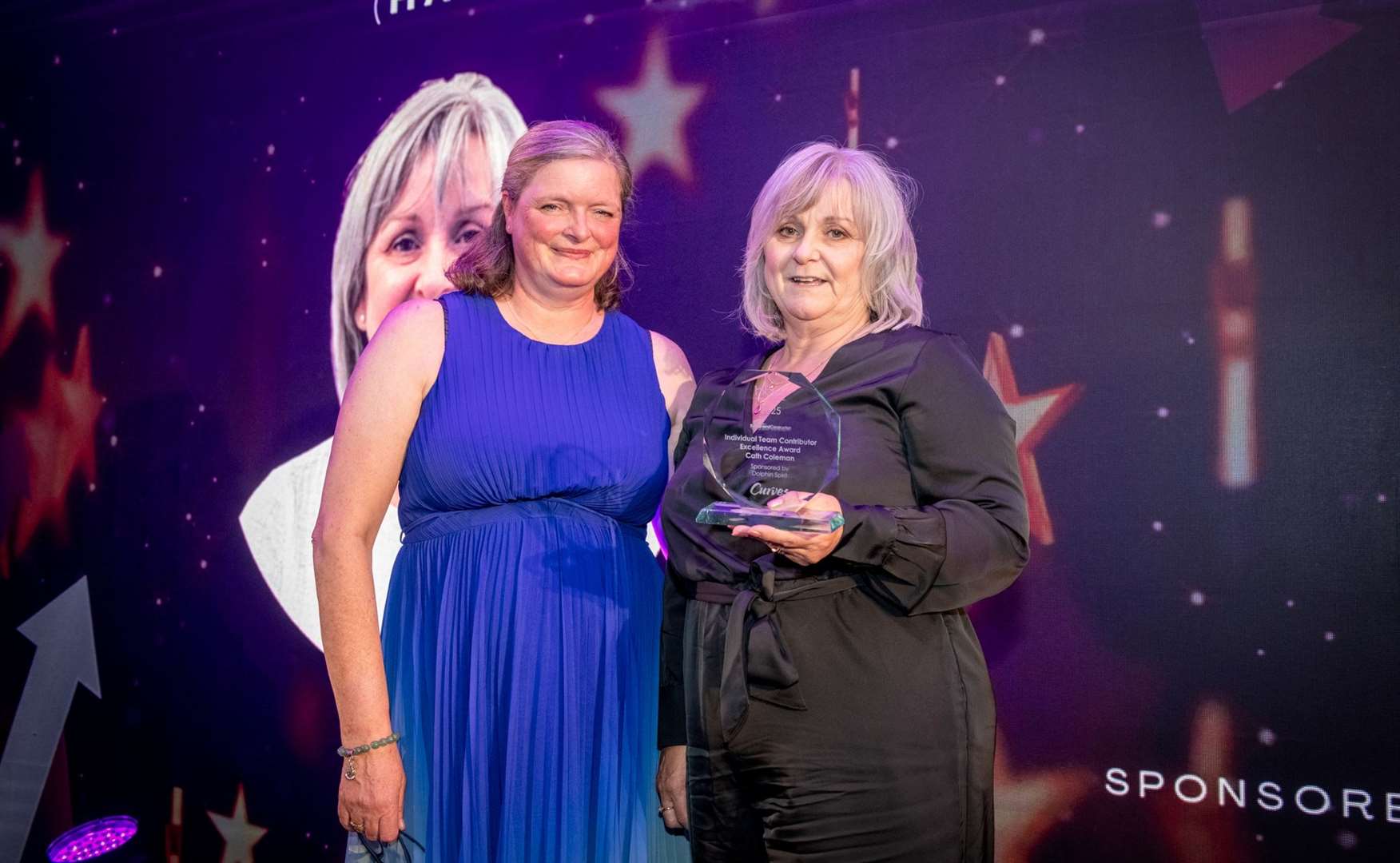 Cath Colman (right) won the Individual Team Contributor Excellence Award. Picture: Callum Mackay.