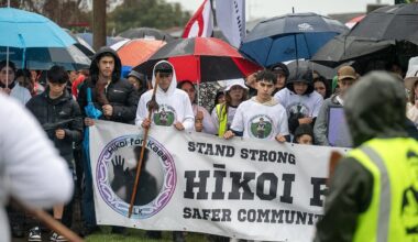 Hīkoi for Kaea: 800 march in the rain in Napier to remember a tragedy and reclaim the streets from violence