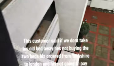 Bed delivery driver in Limehouse throws an old bed from the 3rd floor, fly-tipping it on estate land