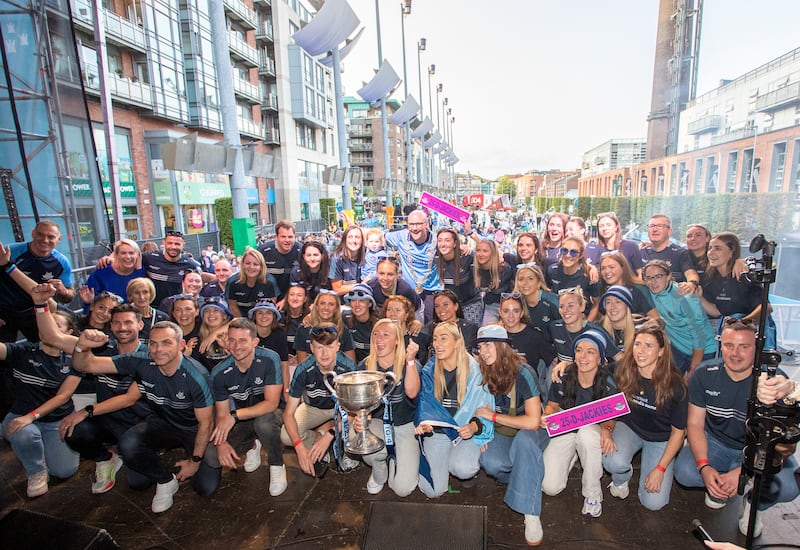 There were happy faces all around at Dublin's homecoming celebration on Tuesday following their All-Ireland triumph. Photograph: Inpho 