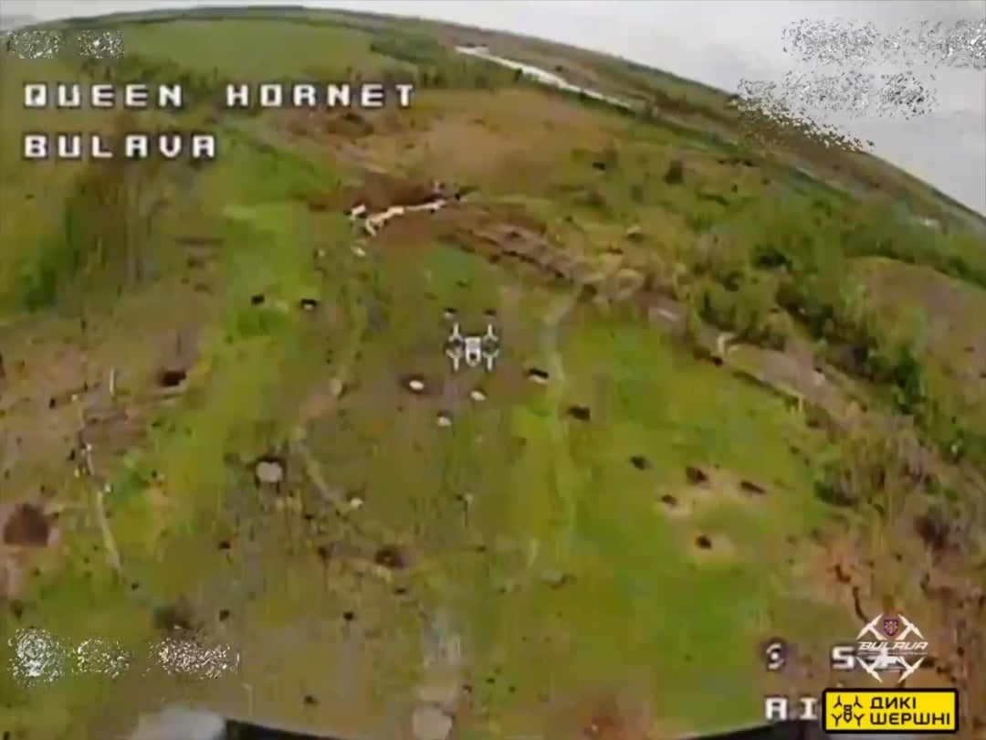 The “BULAVA” unit of Ukraine’s Separate Presidential Brigade conducting its first documented use of a drone equipped with a grenade launcher against Russian assault troops somewhere in Ukraine.