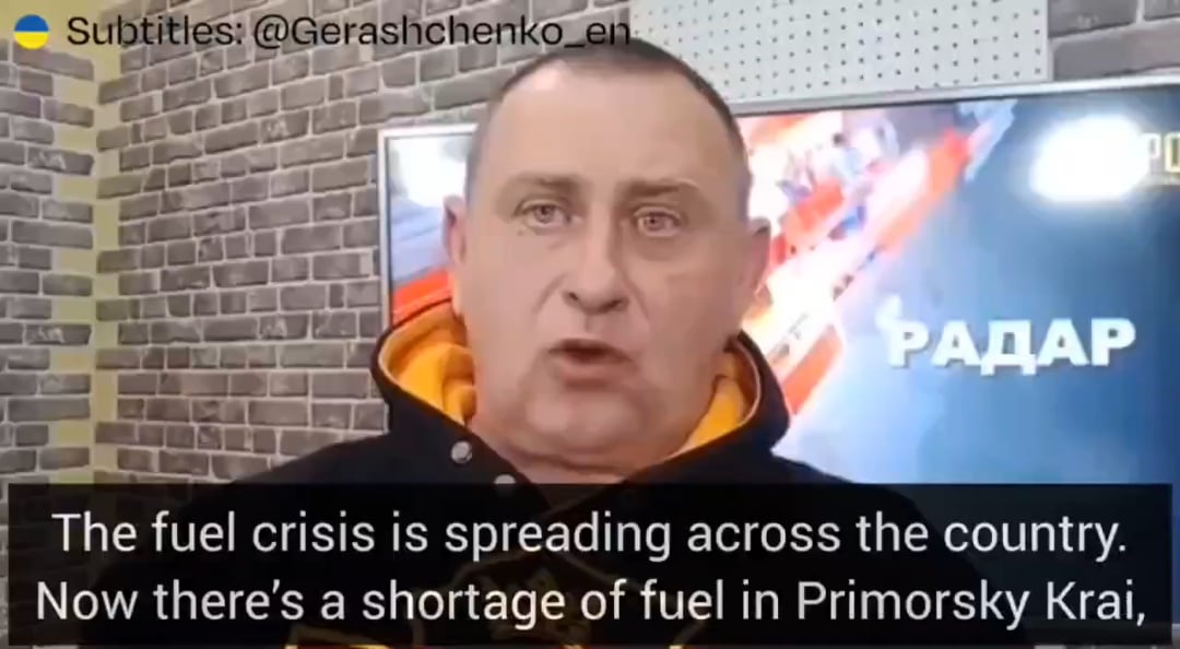 Russian propagandist Maksim Kalashnikov says gasoline is catastrophically scarce in several Russian regions after August drone strikes on refineries disabled key capacity. On the Kurils islands AI-92 has run out, while in Sakhalin fuel is reserved for special vehicles