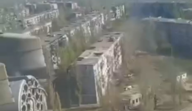 A view of the former city of Avdiivka from a helicopter, everything has been destroyed