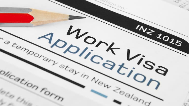 A New Zealand work visa application form (file image).