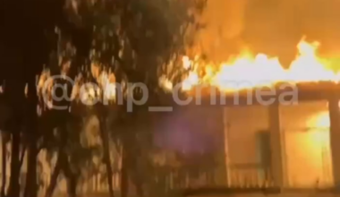 In Crimea, in the Koktebel area, as a result of a Ukrainian drone strike, Russian army barracks are burning. 24.08.2025