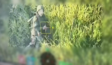 A Russian suicide fails, but the Ukrainian drones help. Location unknown, August 2025