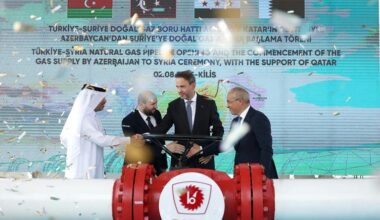 The ceremony was attended by Turkish, Syrian, Azerbaijani and Qatari officials