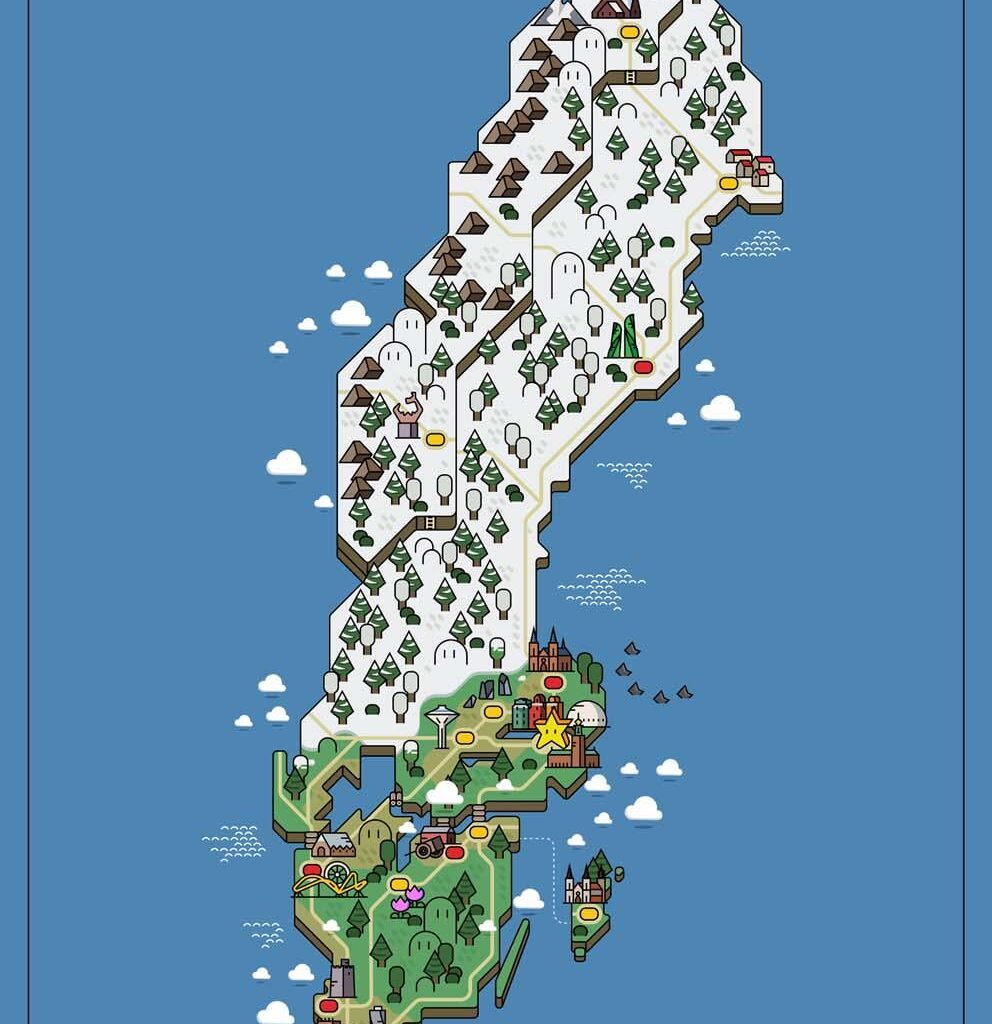 Sverige in the style of Mario (again)