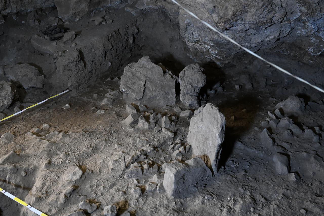 A view of 14,000-year-old grave at Direkli Cave in Kahramanmaras, Türkiye, Aug. 19, 2025. (AA Photo)