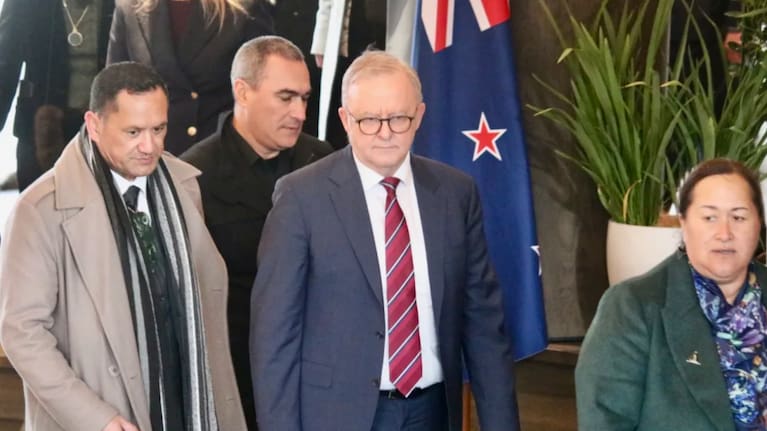 Anthony Albanese arriving on Saturday. Photo: RNZ / Katie Todd