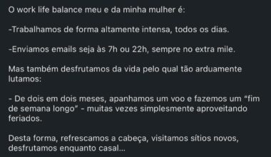 CEO português diz que tirar 15 ou 20 dias seguidos de férias é para quem não gosta do seu trabalho