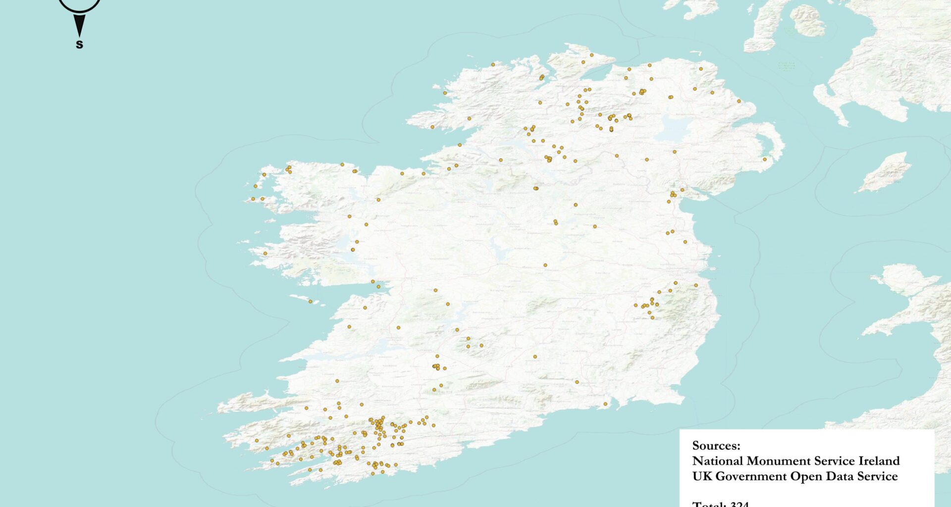 Distribution of Stone Circles in Ireland