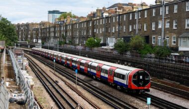 The New Tube For London was out on test today on the Piccadilly Line. Here are two of my photos of it passing Barons Court!