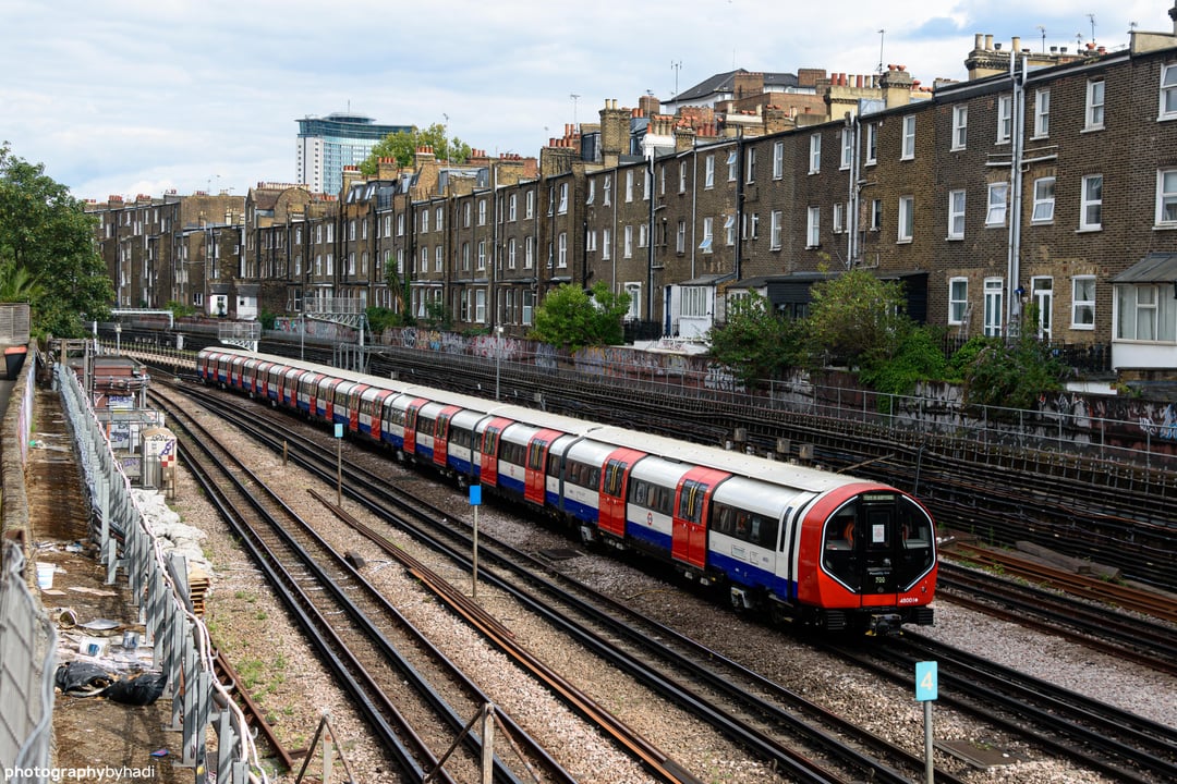 The New Tube For London was out on test today on the Piccadilly Line. Here are two of my photos of it passing Barons Court!