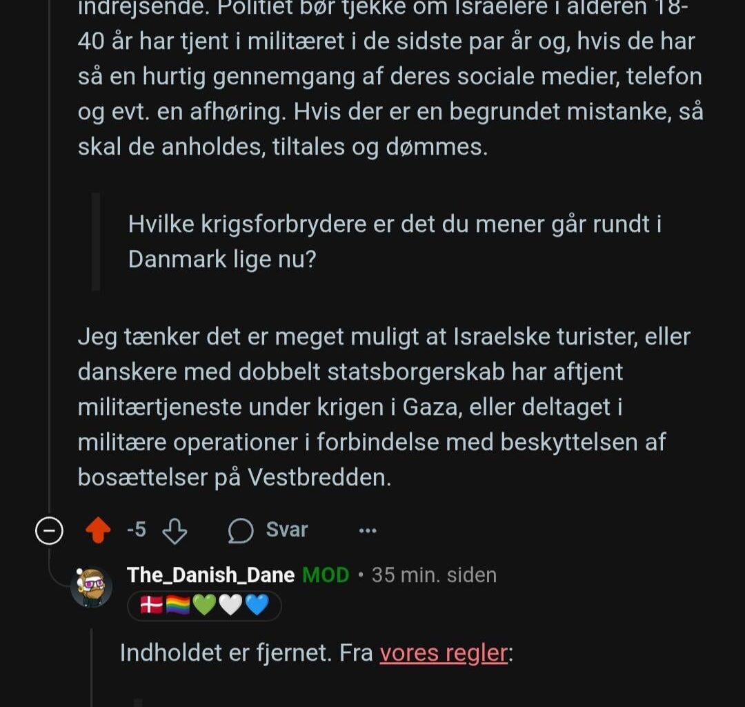 Politisk motiveret moderation af r/Denmark