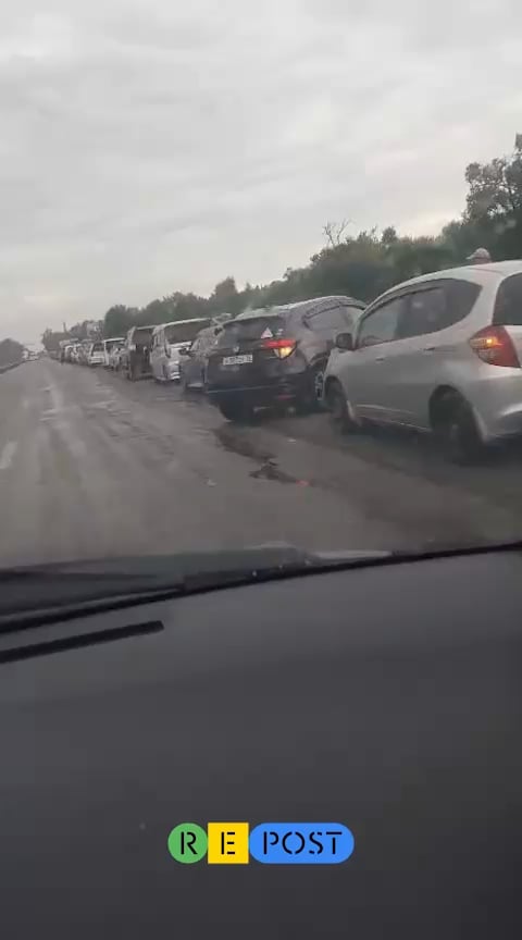 Russians wait in miles-long lines for gas as a result of Ukrainian drone strikes on oil refineries