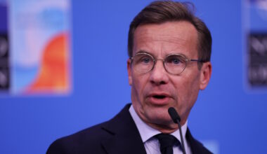 Ulf Kristersson, Prime Minister of Sweden, arrives at the NATO Summit at the World Forum in The Hague, Netherlands, on June 25, 2025. The North Atlantic Treaty Organization (NATO) is an international political and military organization established by the North Atlantic Treaty. Its members commit to protecting each other from any threat. The NATO Summit takes place this year in The Hague, where the NATO Public Forum and the NATO Summit Defense Industry Forum are held. (Photo by Klaudia Radecka/NurPhoto via Getty Images)