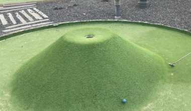 What’s the most frustrating crazy golf hole you’ve ever played? This gem called “The Volcano” was in Fuertaventura, one game it took me 42 shots to get it in (there was no one behind us so I kept trying!).