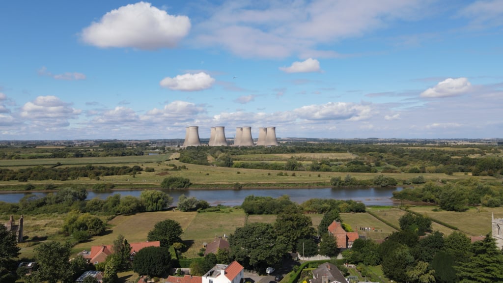 Controlled demolition of Cottam Power Station this morning!