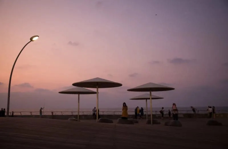 The Tel Aviv port at night time, October 16, 2019 (credit: MIRIAM ALSTER/FLASH90)