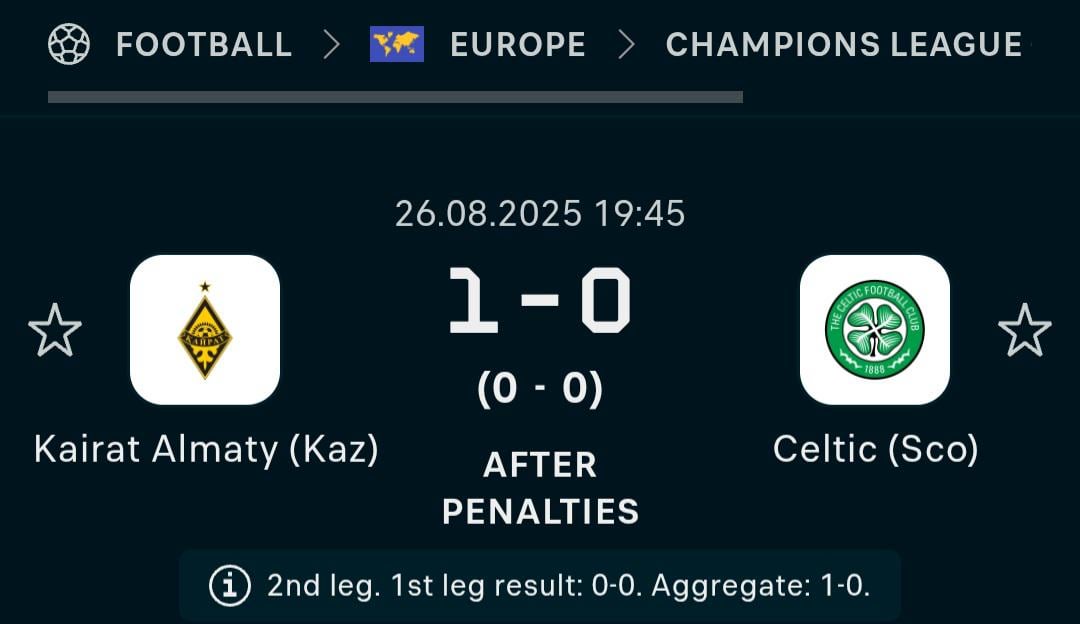 Celtic has bottled the Champions League qualification to a Kazah team