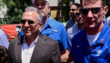US envoy Steve Witkoff (left) arriving on Aug 2 for a closed meeting with the families of Israeli hostages still being held by Hamas militants in the Gaza Strip.