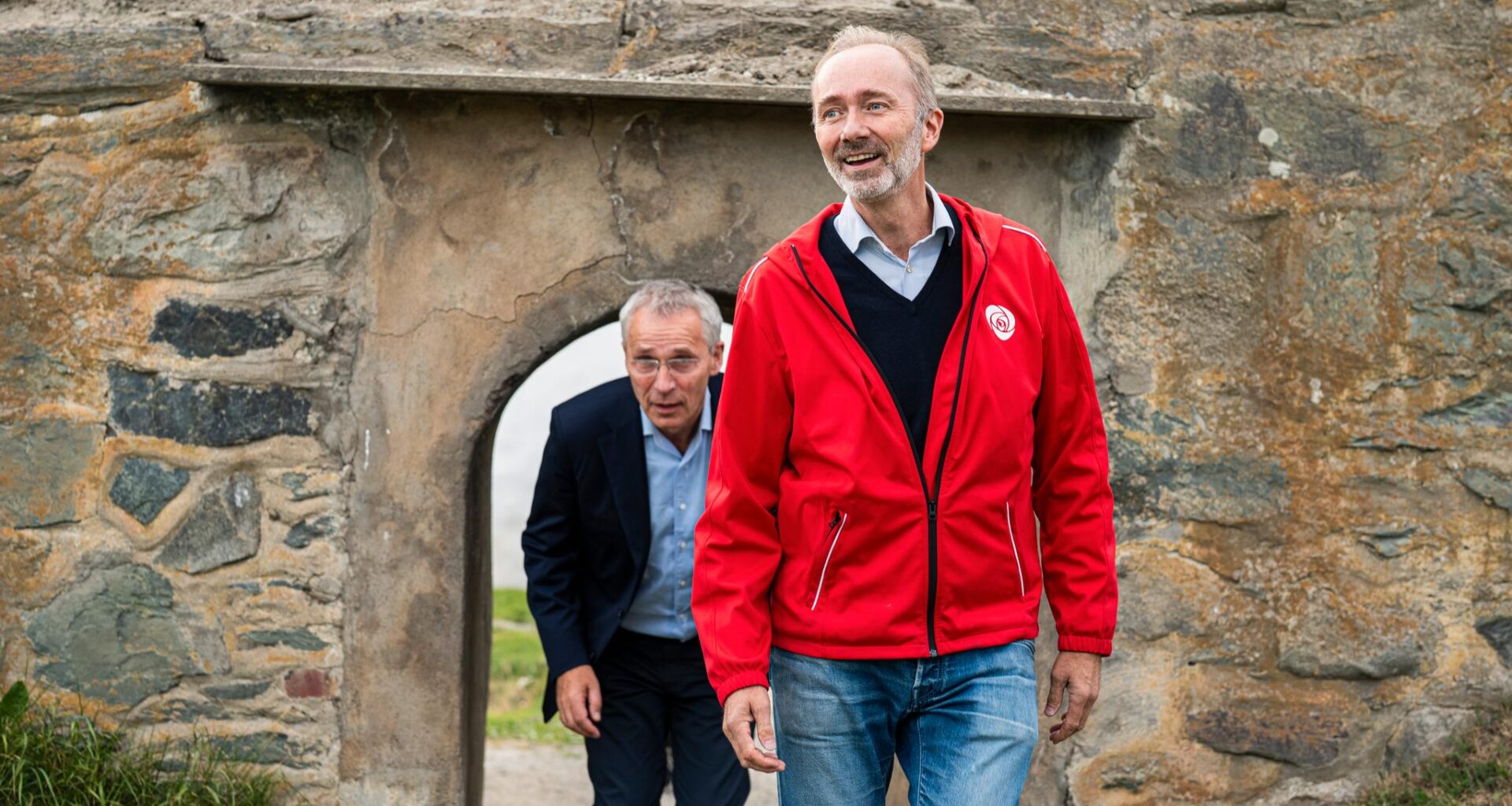 Jens Stoltenberg og Trond Giske var på «valgkamp-kickoff» på Festningen i Trondheim lørdag.