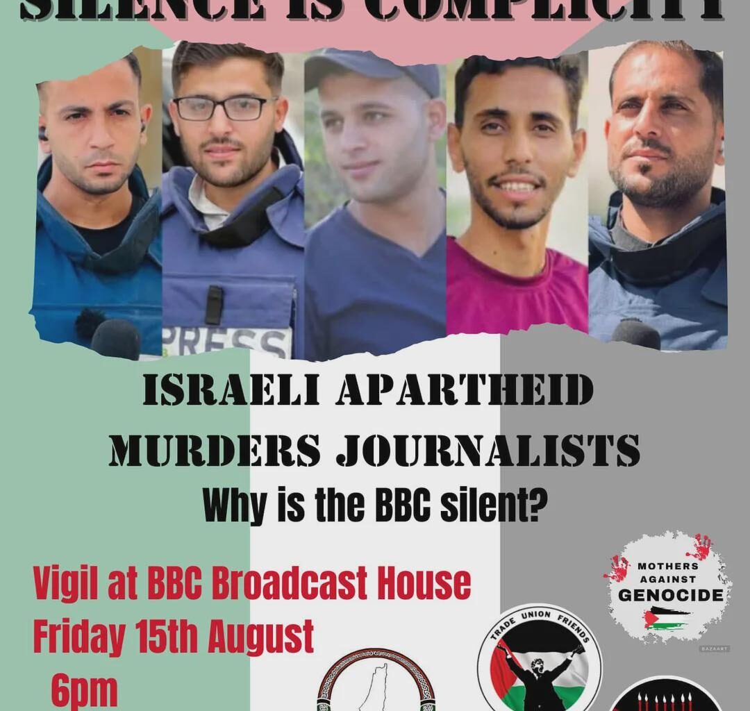 Vigil outside BBC Broadcasting House this Friday night at 6pm for slain journalists