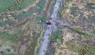 Ukrainian "Peaky Blinders" drone unit uses a drone-dropped grenade to kill a Russian soldier riding a motorcycle, August 2025