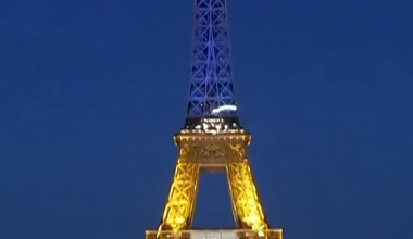 The Eiffel Tower was lit up in blue and yellow to mark Ukraine’s Independence Day