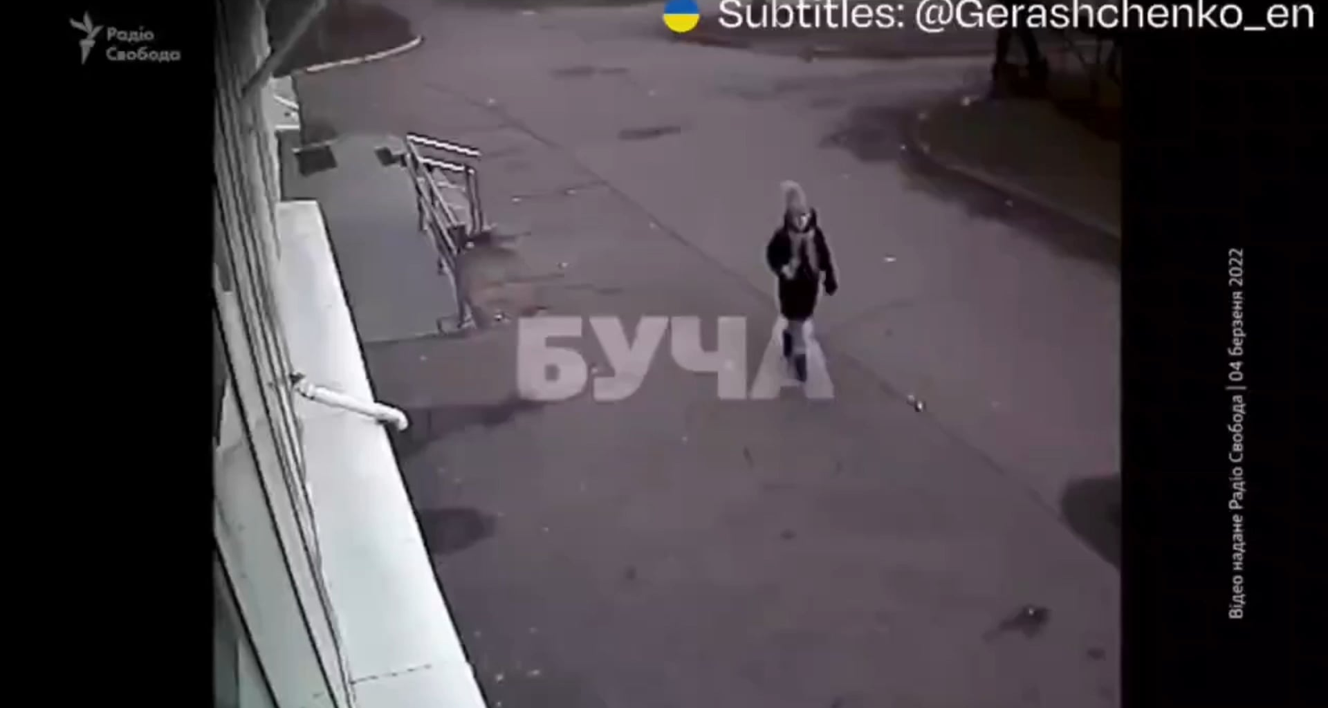 "Radio Liberty publishes  previously unseen footage of the shooting of a civilian in Bucha and looting by the Russian army