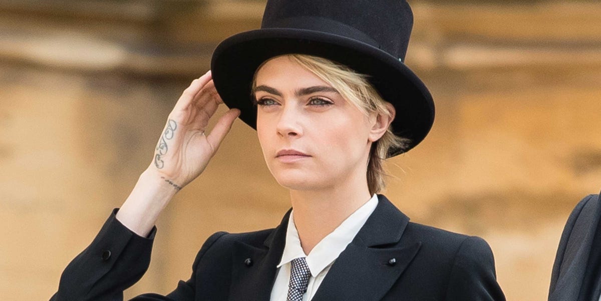 Cara Delevingne checked with Princess Eugenie before wearing a top hat and tails to her wedding