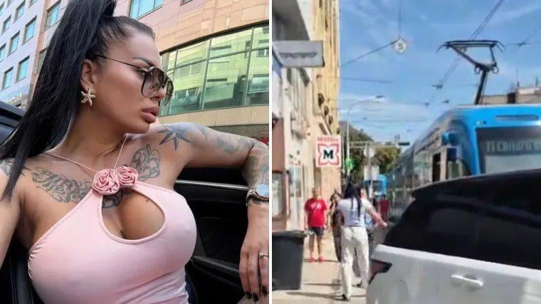 Žensko, ki je z avtomobilom blokirala tramvaj, bodo izgnali iz Hrvaške