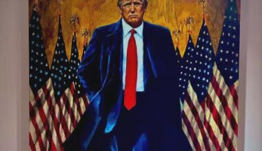 The new Trump painting is of him walking away while America burns?  Can't even make this shit up.