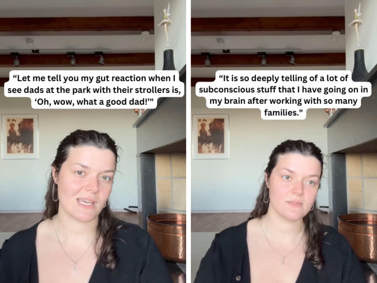 (L) Hughes talking about Scandinavian dads; (R) Hughes talking on video. (Image Source: Instagram | @nurturedbyemma)