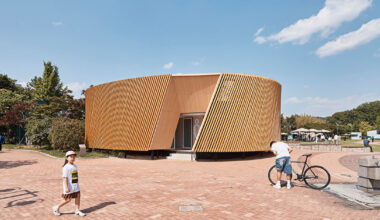 timber facade enfolds renovated public toilet in south korea by daniel valle architects