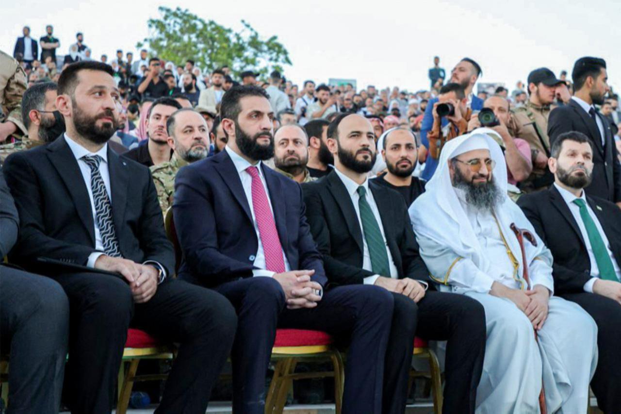 Syria's President Ahmed al-Sharaa (2nd-L) attends an event at the Aleppo Citadel, May 27, 2025. (AFP Photo)