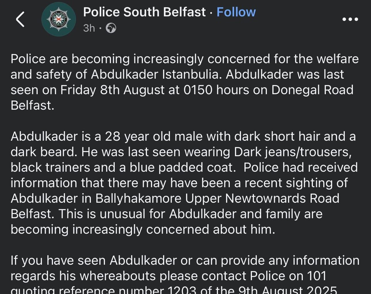 Racists - entirely unabashed - out in force tonight in the comments of this missing person post…