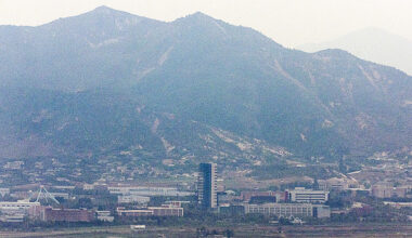 The North Korean region of Kaesong is seen from Paju, Gyeonggi, on Oct. 14, 2024. [YONHAP]