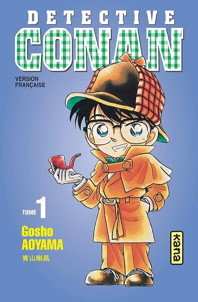 Detective Conan poses with a tobacco pipe on the official Detective Conan poster