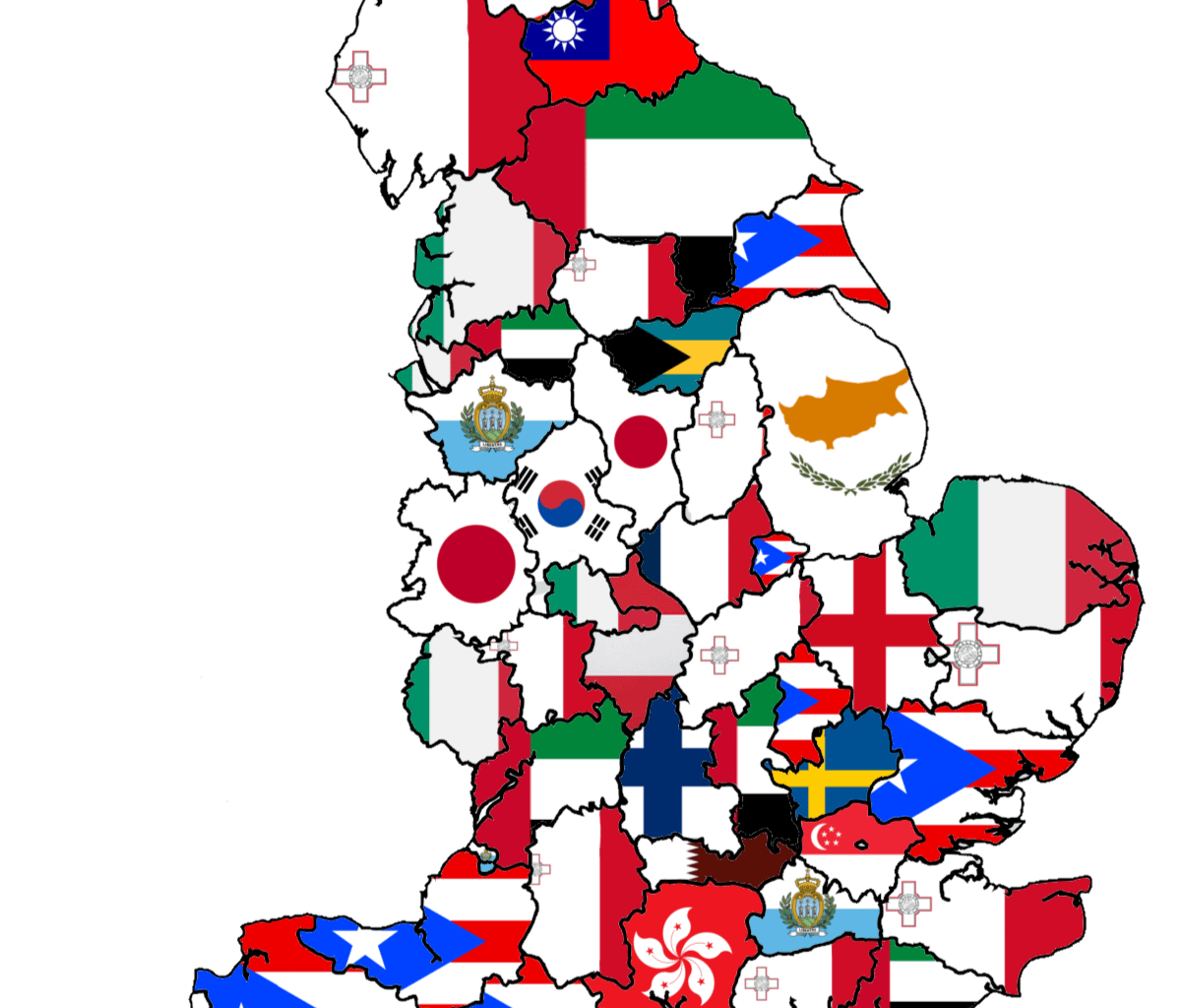 Map of Countries with Similar GDP per Capita to English Counties (2023)