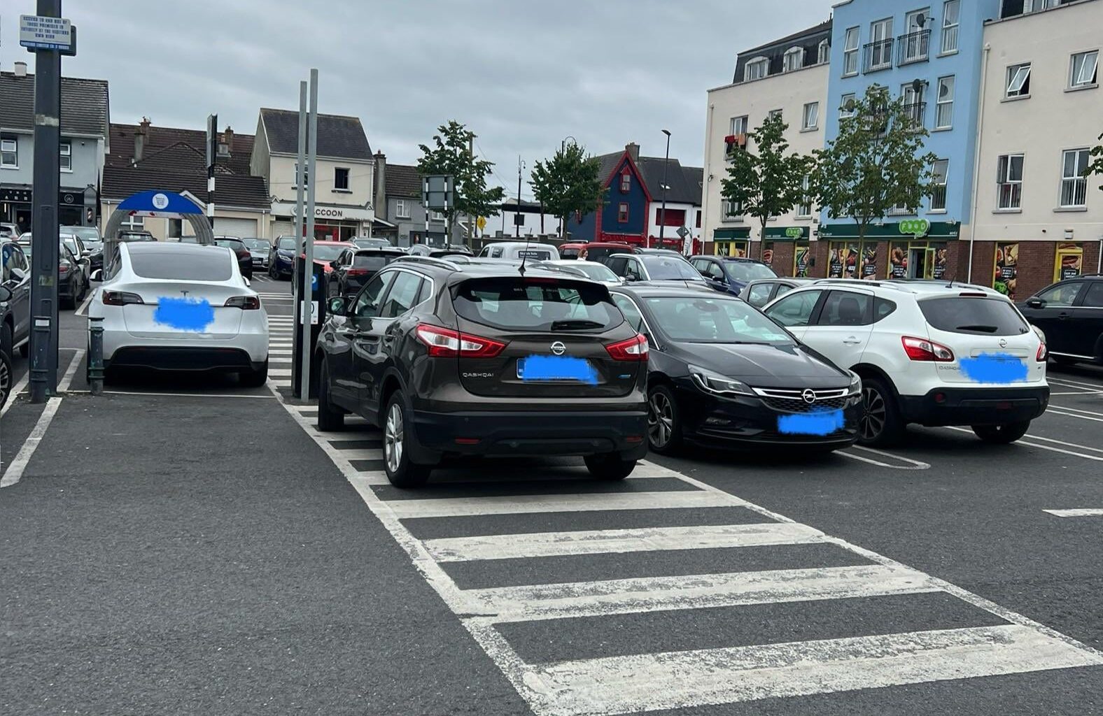 Parking in Longford shopping centre yesterday