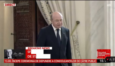 Fostul președinte al României, Traian Basescu, ajunge la Cotroceni în fața sicriului lui Ion Iliescu
