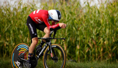 ZURICH, SWITZERLAND - SEPTEMBER 22: Kasper Asgreen of Team Denmark in action riding his bike during Men Elite Individual Time Trial in 97th UCI Cycling World Championships Zurich 2024 on September 22, 2024 in Zurich, Switzerland. (Photo by Joan Cros - Corbis/Getty Images)